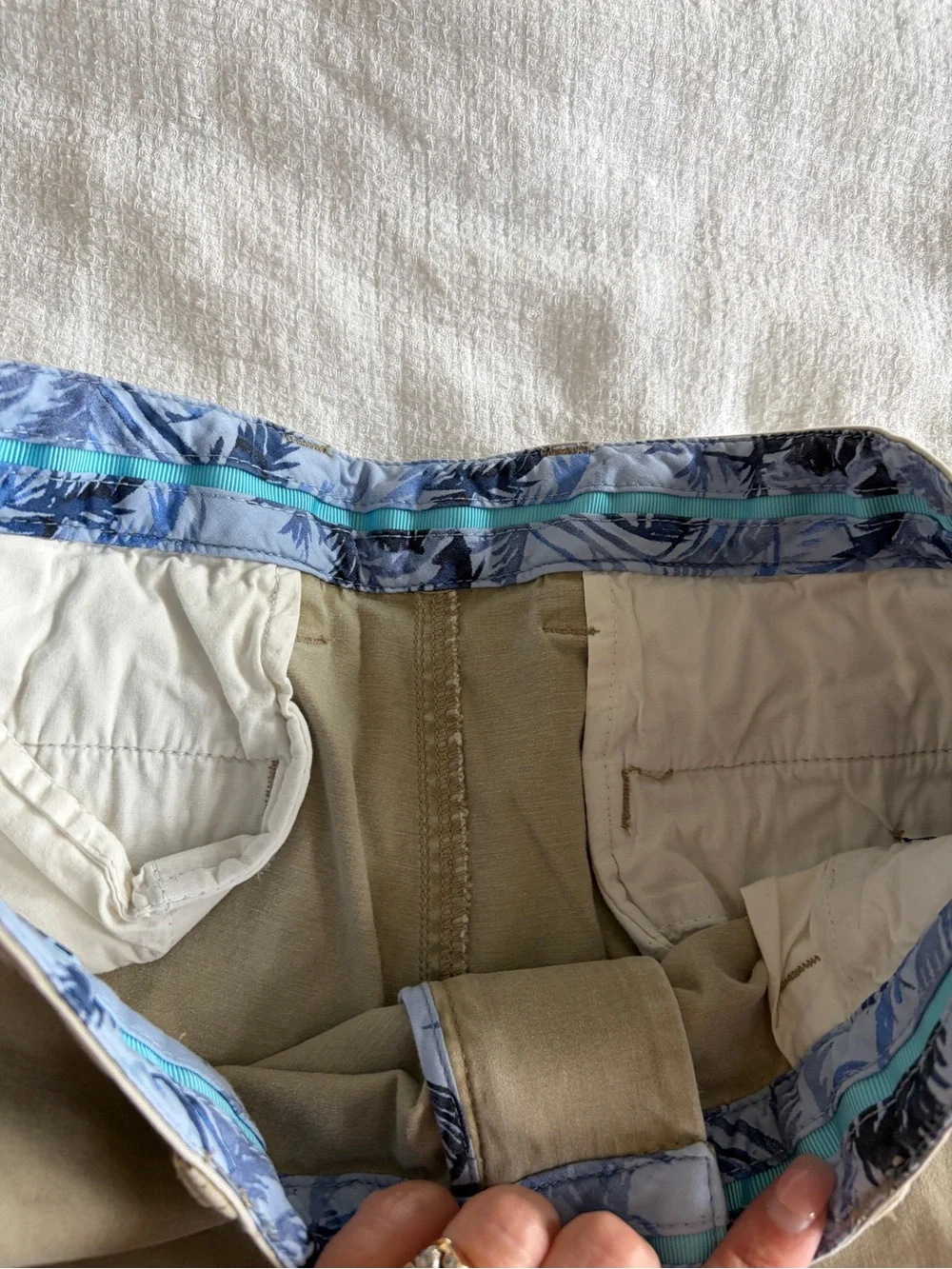 Tommy Bahama Khaki Green Men's Shorts with Blue Lining